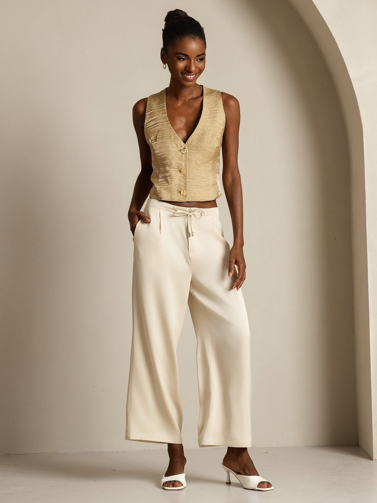 Wide leg classic pants