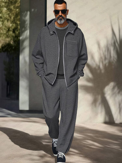 Athleisure Hooded Jacket Pants Set