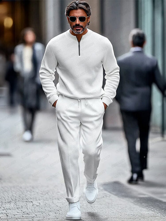 Simple Quarter Zip Tracksuit Set