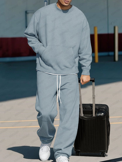 Versatile Relaxed Fit Sweatshirt Pants Set