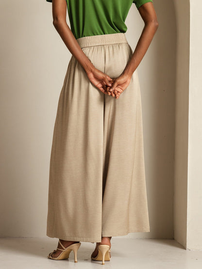 19Momme Seide Weite Bein Damenhose mit Elastischem Bund Seitentaschen Design